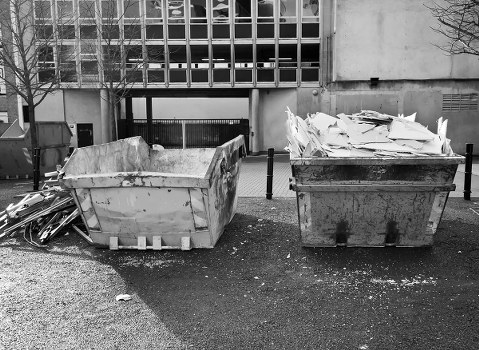 Construction debris being cleared from a building site in Earlscourt