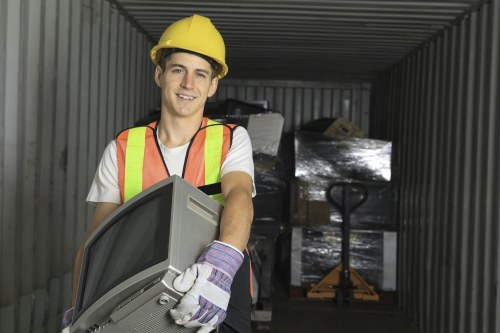 Recycled construction materials being sorted for eco-friendly disposal